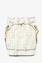 Fendi White Zucca Print Vinyl/Leather Mon Tresor Mini Bucket Bag Rovelle Bags