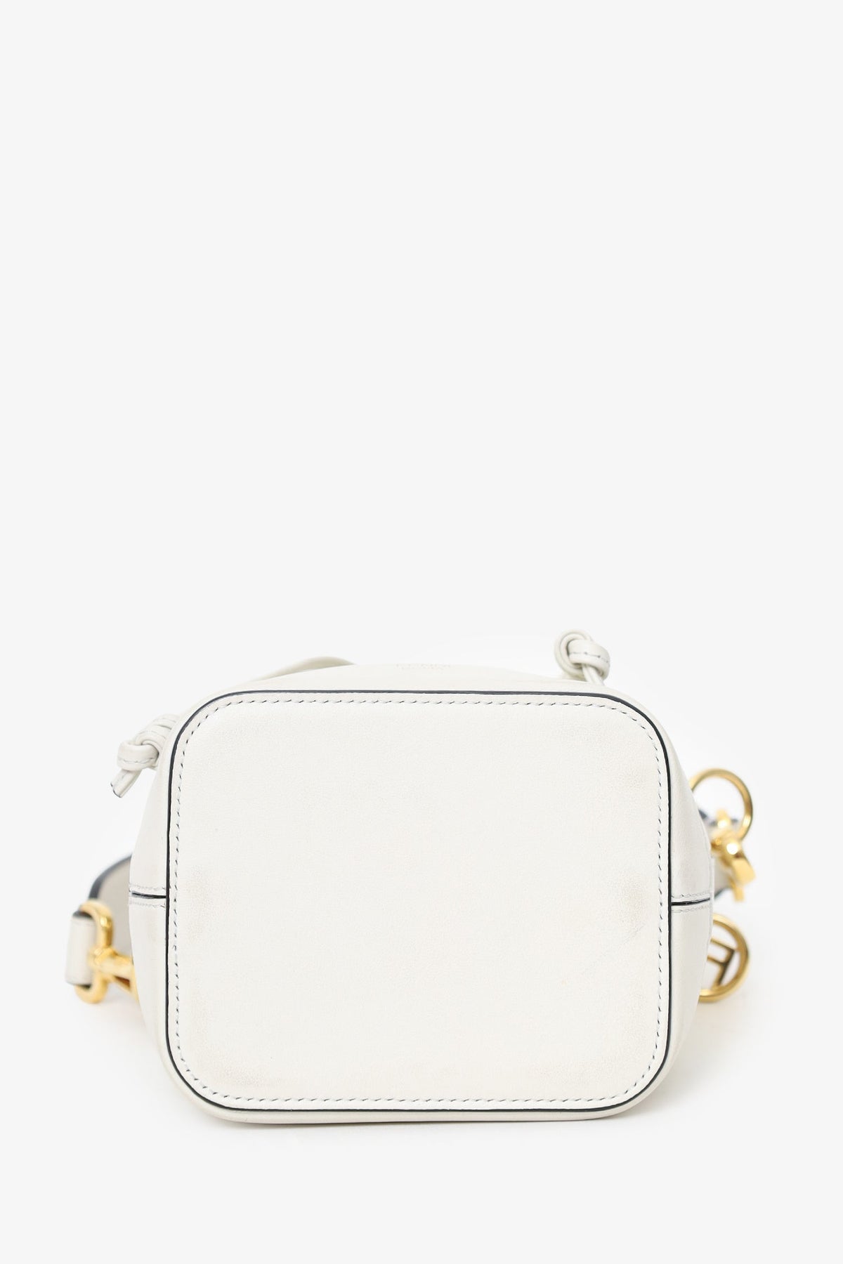 Fendi White Zucca Print Vinyl/Leather Mon Tresor Mini Bucket Bag Rovelle Bags