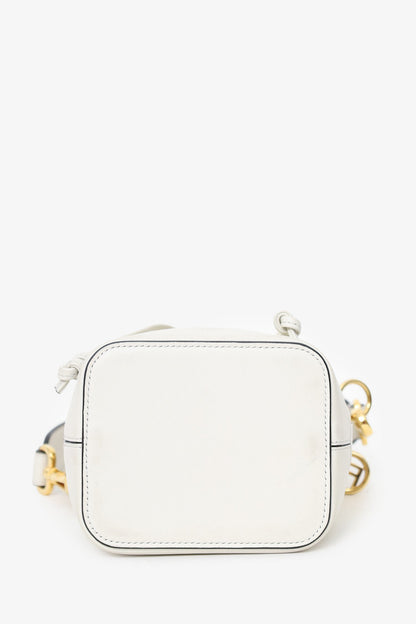 Fendi White Zucca Print Vinyl/Leather Mon Tresor Mini Bucket Bag Rovelle Bags
