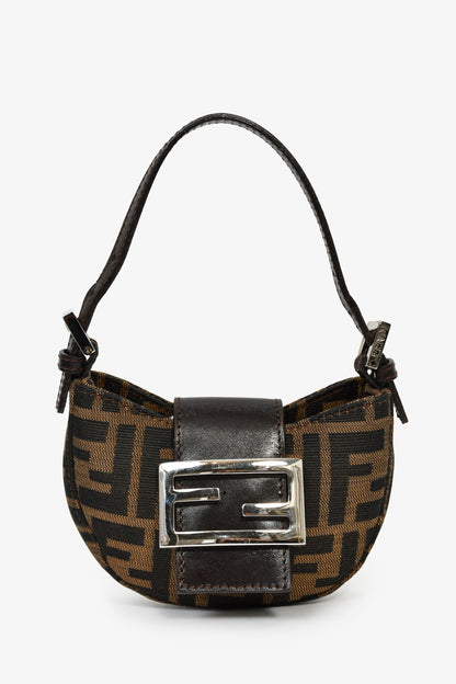 Fendi Brown Zucca Print Canvas Mini Half Moon Baguette Bag Rovelle Bags