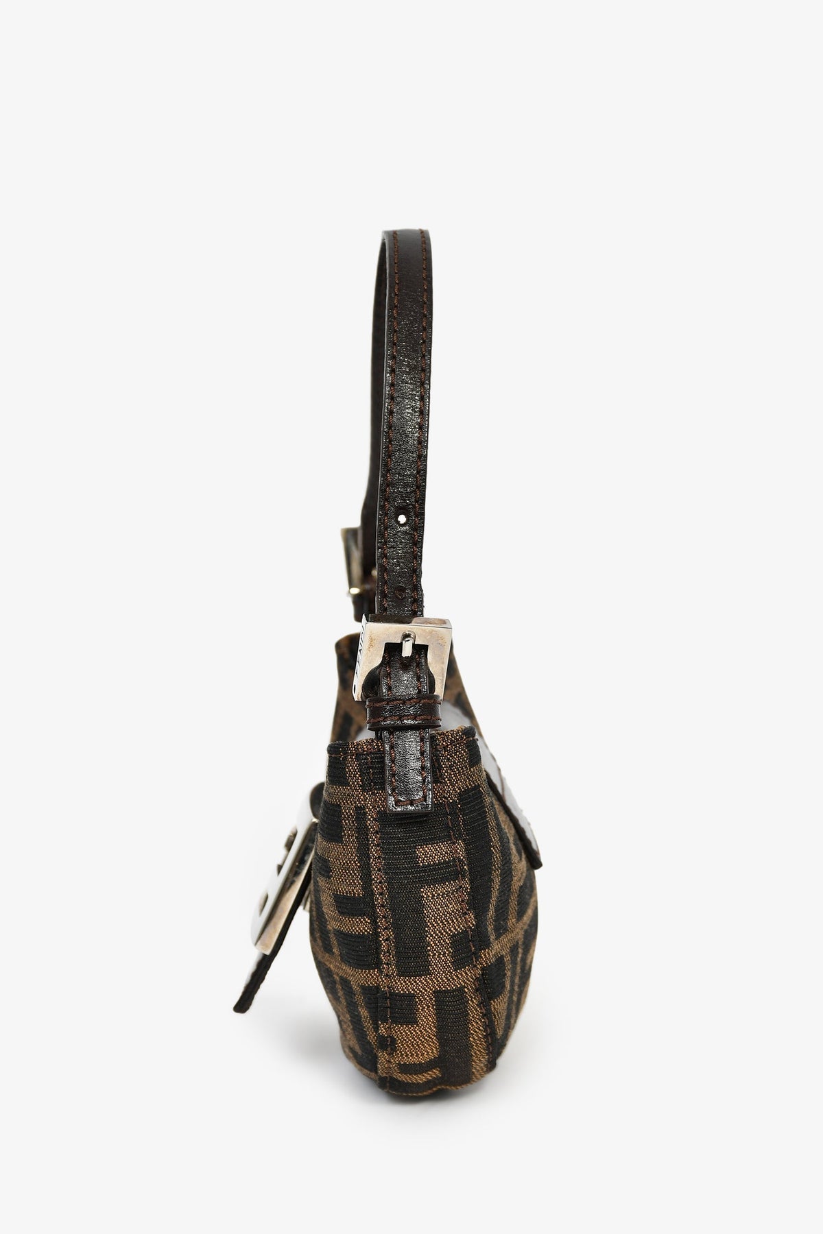 Fendi Brown Zucca Print Canvas Mini Half Moon Baguette Bag Rovelle Bags