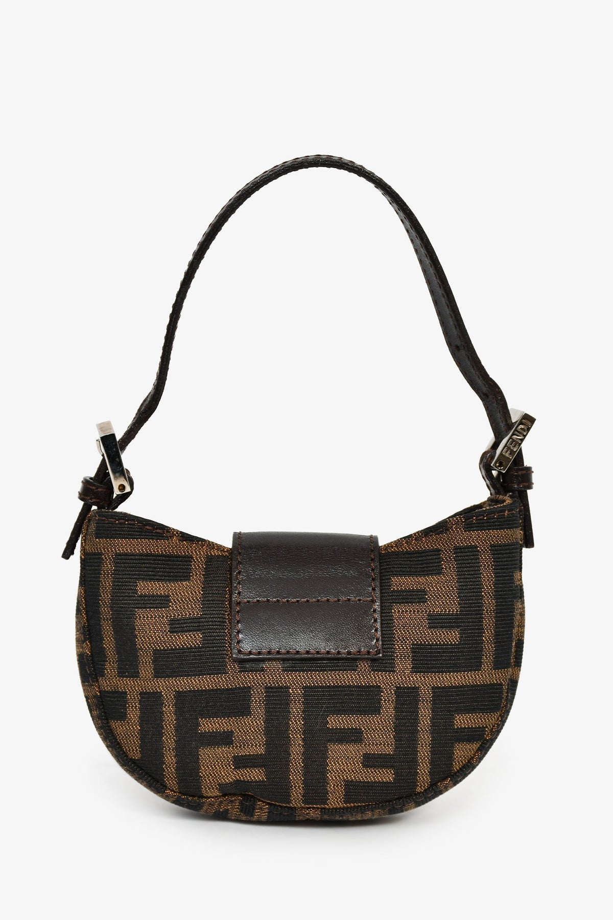 Fendi Brown Zucca Print Canvas Mini Half Moon Baguette Bag Rovelle Bags