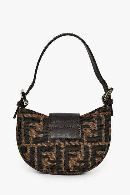 Fendi Brown Zucca Print Canvas Mini Half Moon Baguette Bag Rovelle Bags
