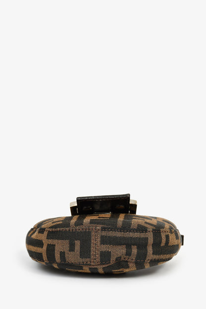 Fendi Brown Zucca Print Canvas Mini Half Moon Baguette Bag Rovelle Bags