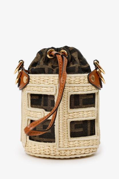Fendi Brown/Beige Zucca FF Step Out Nano Bucket Bag Rovelle Bags