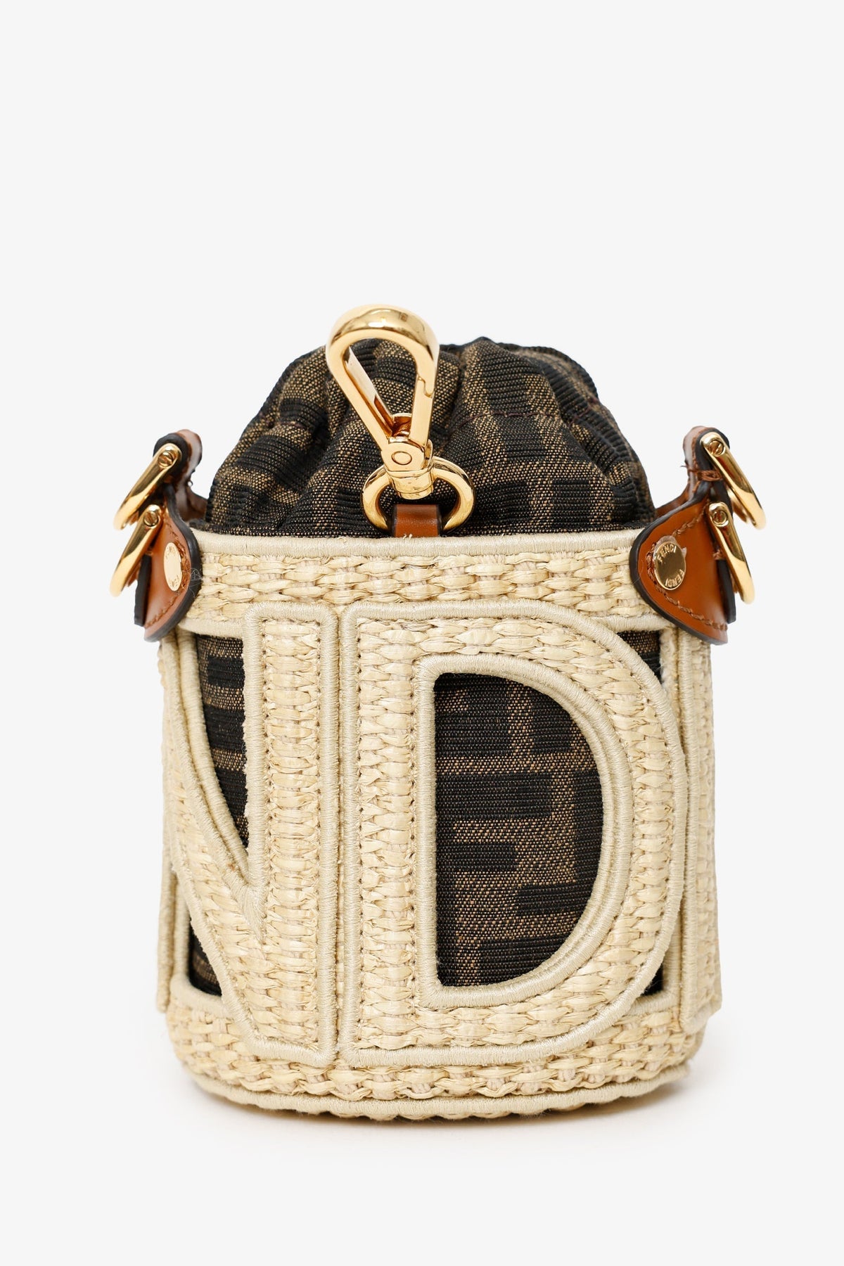 Fendi Brown/Beige Zucca FF Step Out Nano Bucket Bag Rovelle Bags