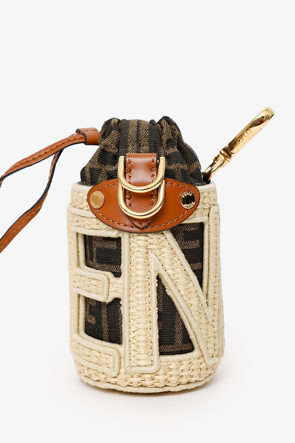 Fendi Brown/Beige Zucca FF Step Out Nano Bucket Bag Rovelle Bags