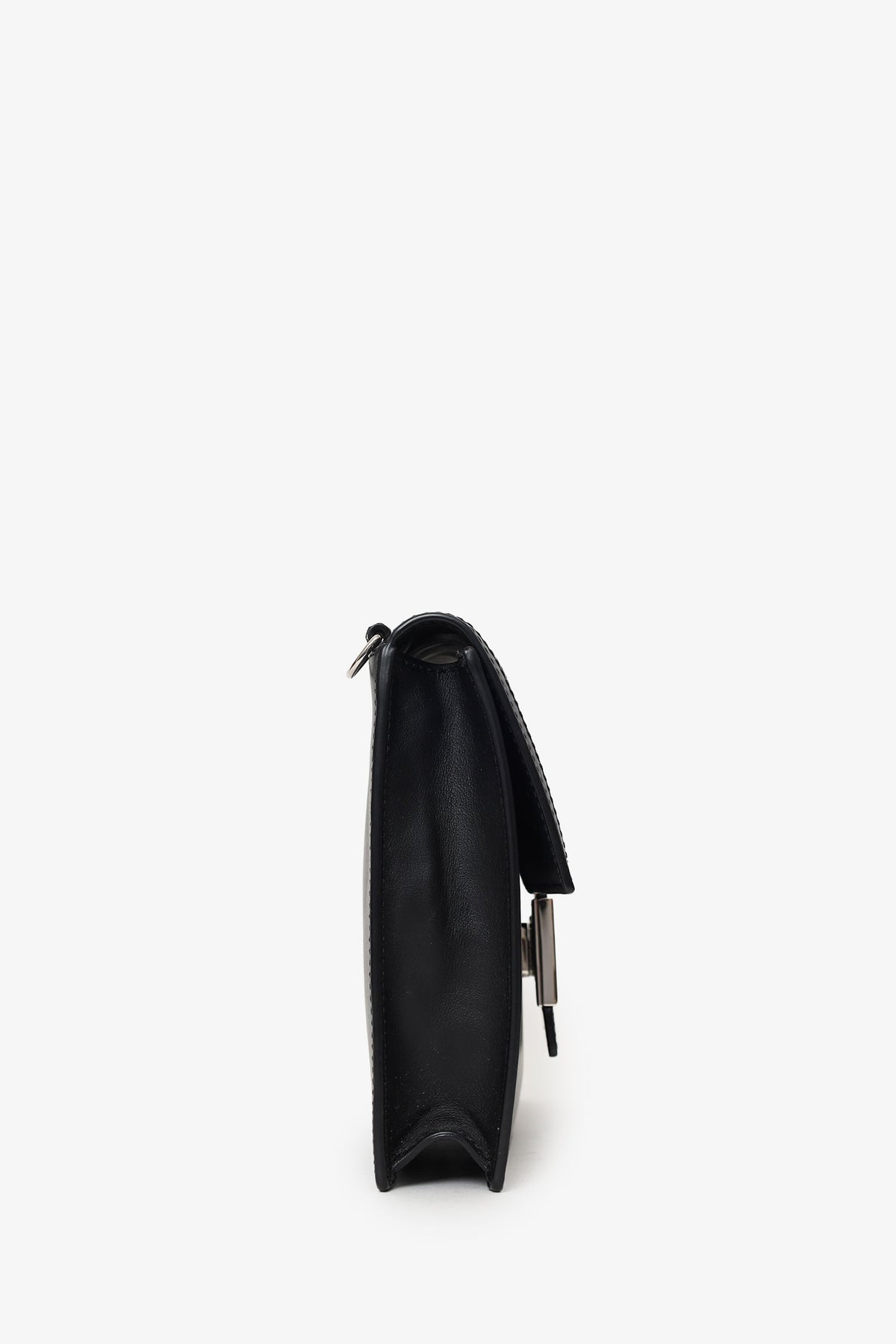 Fendi Black/Beige Calfskin/Canvas FF 1974 Flat Baguette Crossbody Rovelle Bags