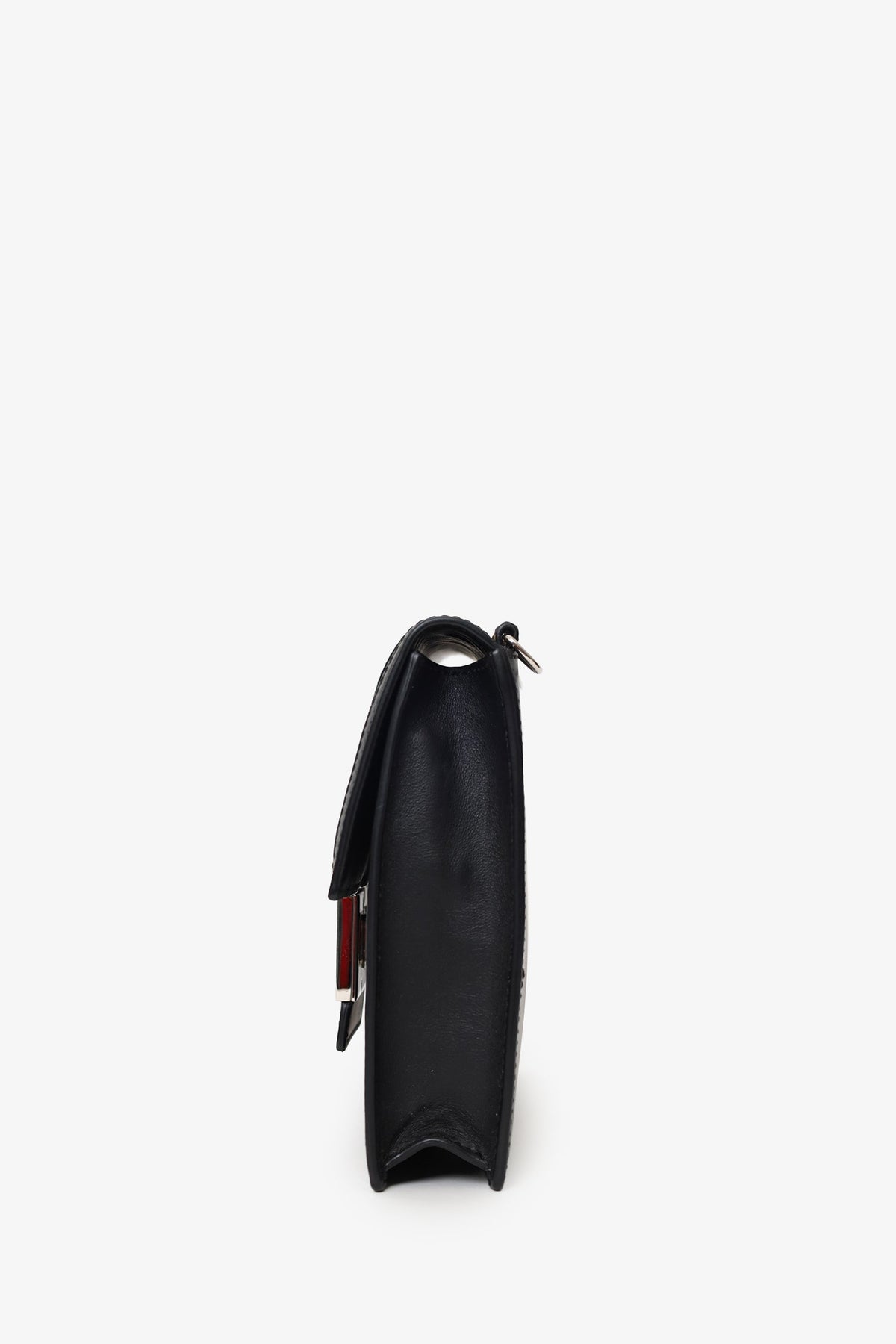 Fendi Black/Beige Calfskin/Canvas FF 1974 Flat Baguette Crossbody Rovelle Bags