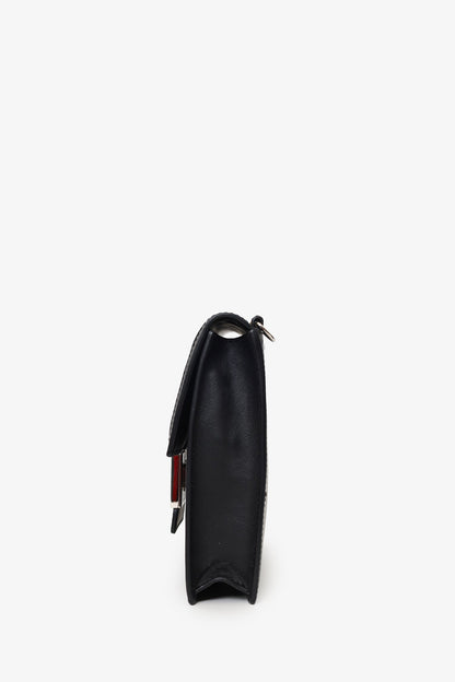 Fendi Black/Beige Calfskin/Canvas FF 1974 Flat Baguette Crossbody Rovelle Bags