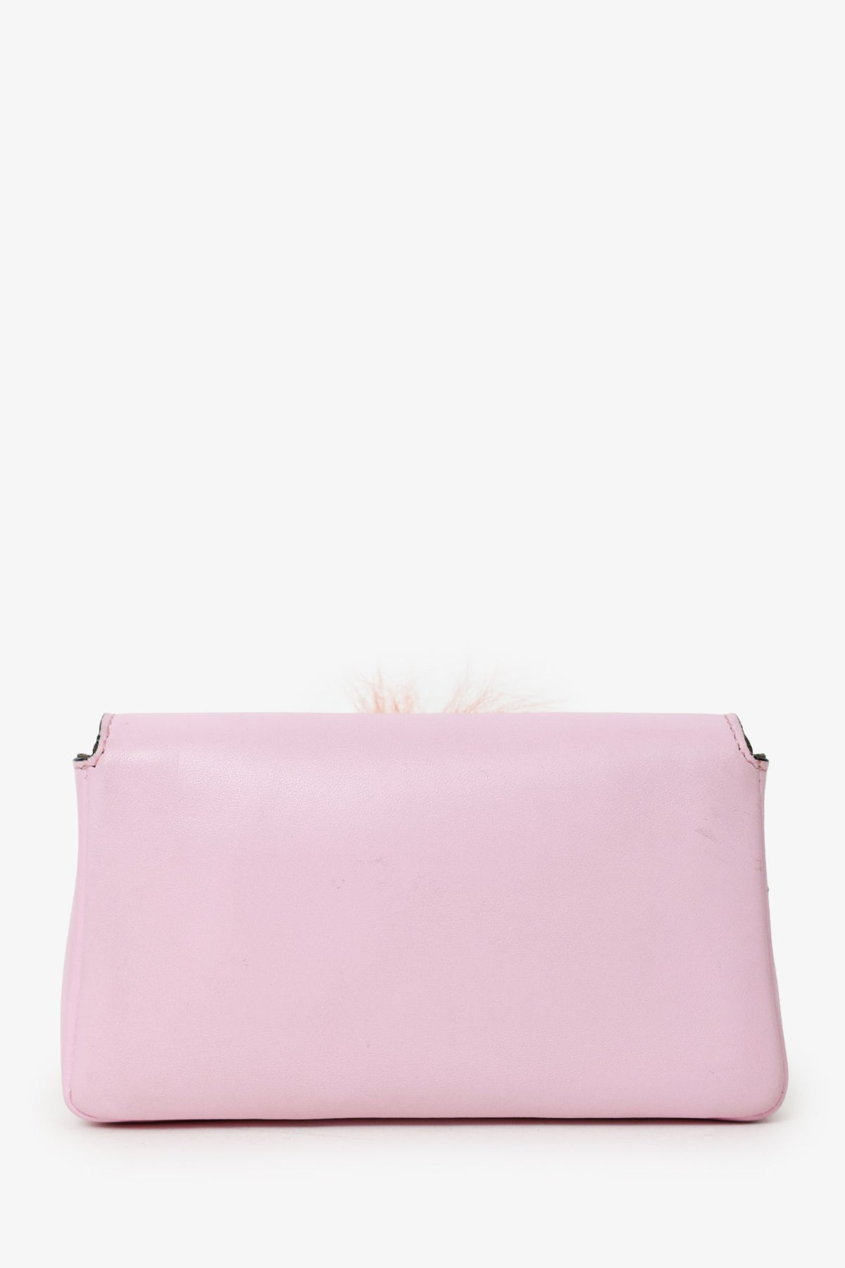 Fendi Pink Leather Crystal/Fur Micro 'Monster' Baguette With Strap Rovelle Bags