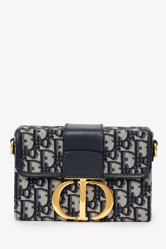 Christian Dior Navy Oblique Montaigne 30 Box Bag Rovelle Bags