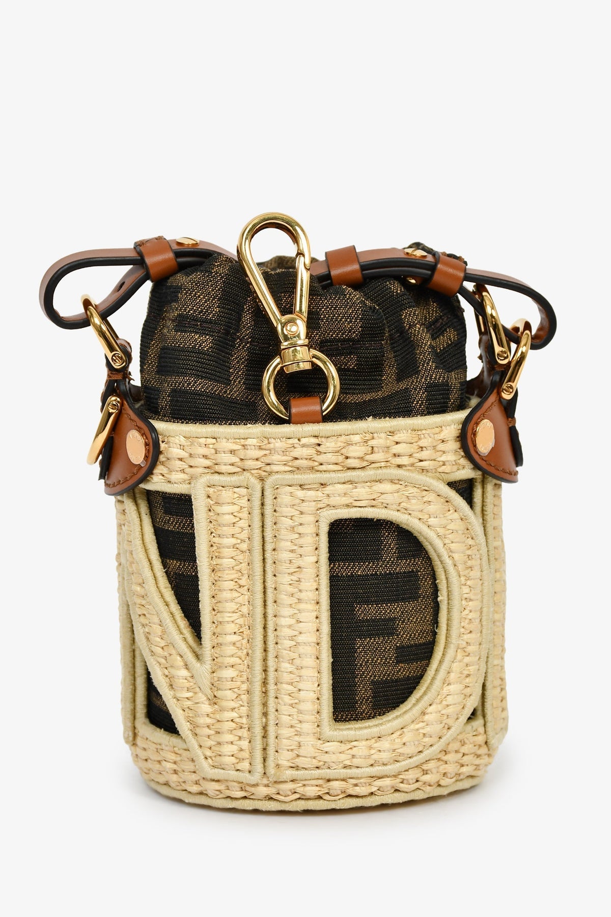 Fendi Brown/Beige Zucca FF Step Out Nano Bucket Bag Rovelle Bags
