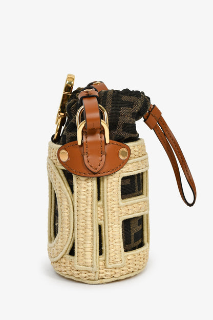 Fendi Brown/Beige Zucca FF Step Out Nano Bucket Bag Rovelle Bags
