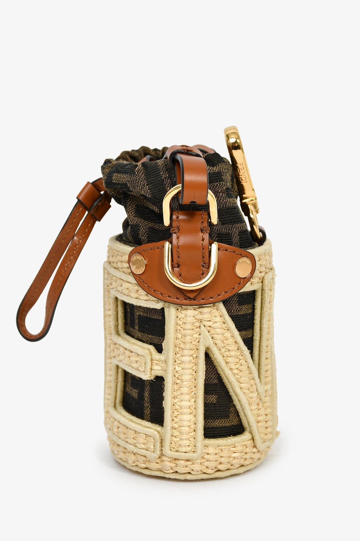 Fendi Brown/Beige Zucca FF Step Out Nano Bucket Bag Rovelle Bags