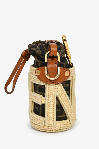Fendi Brown/Beige Zucca FF Step Out Nano Bucket Bag Rovelle Bags
