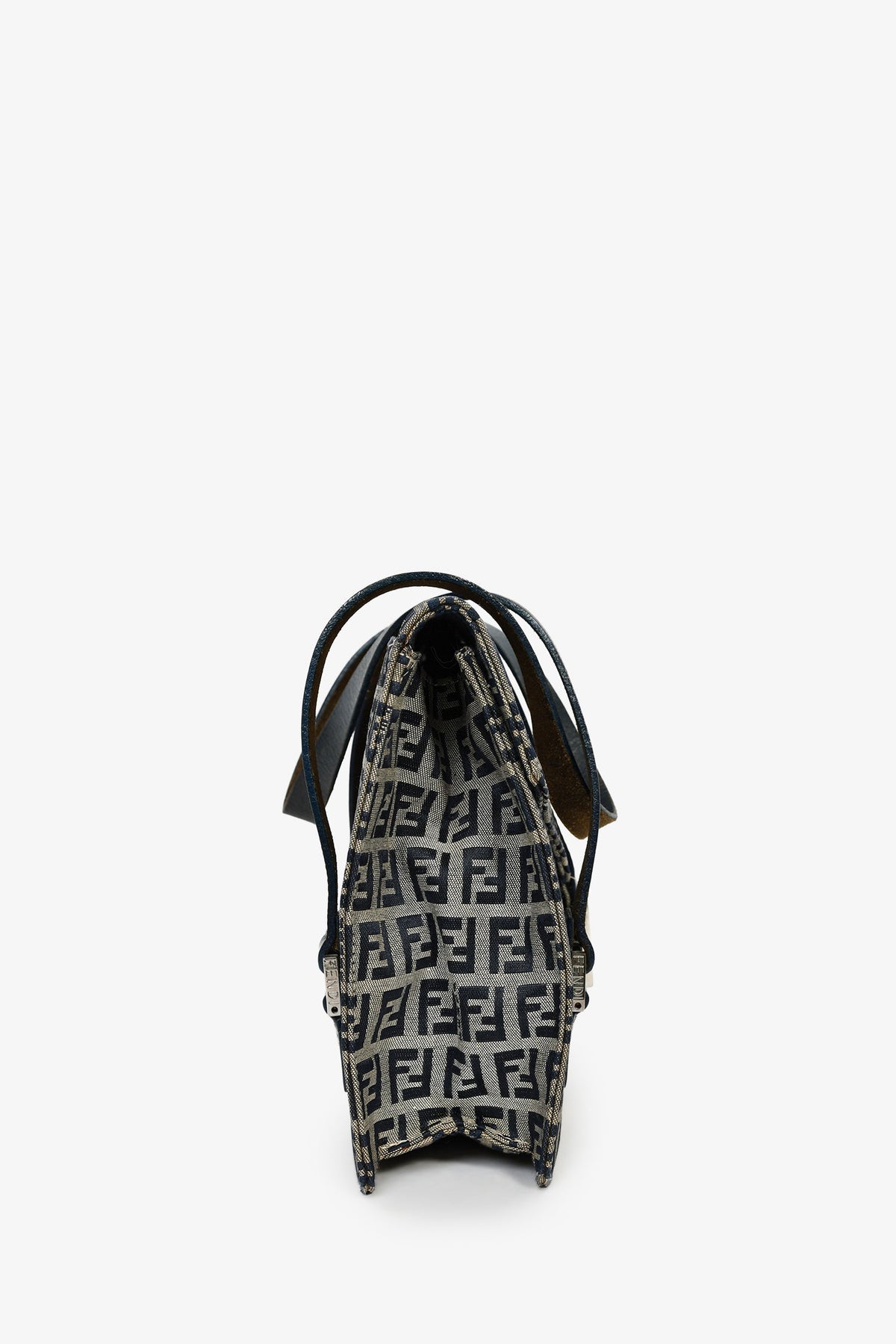 Fendi Navy FF Zucca Canvas Square Baguette Shoulder Bag Rovelle Bags