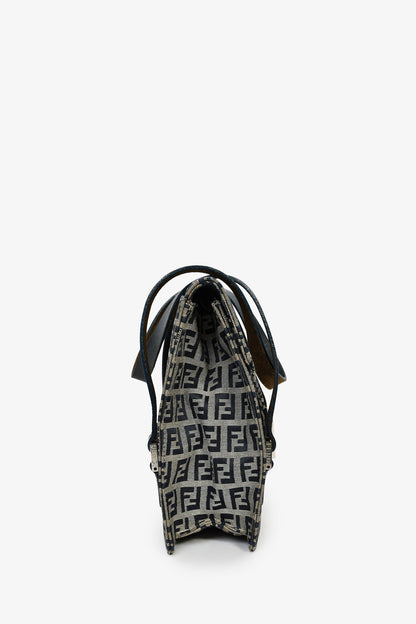 Fendi Navy FF Zucca Canvas Square Baguette Shoulder Bag Rovelle Bags