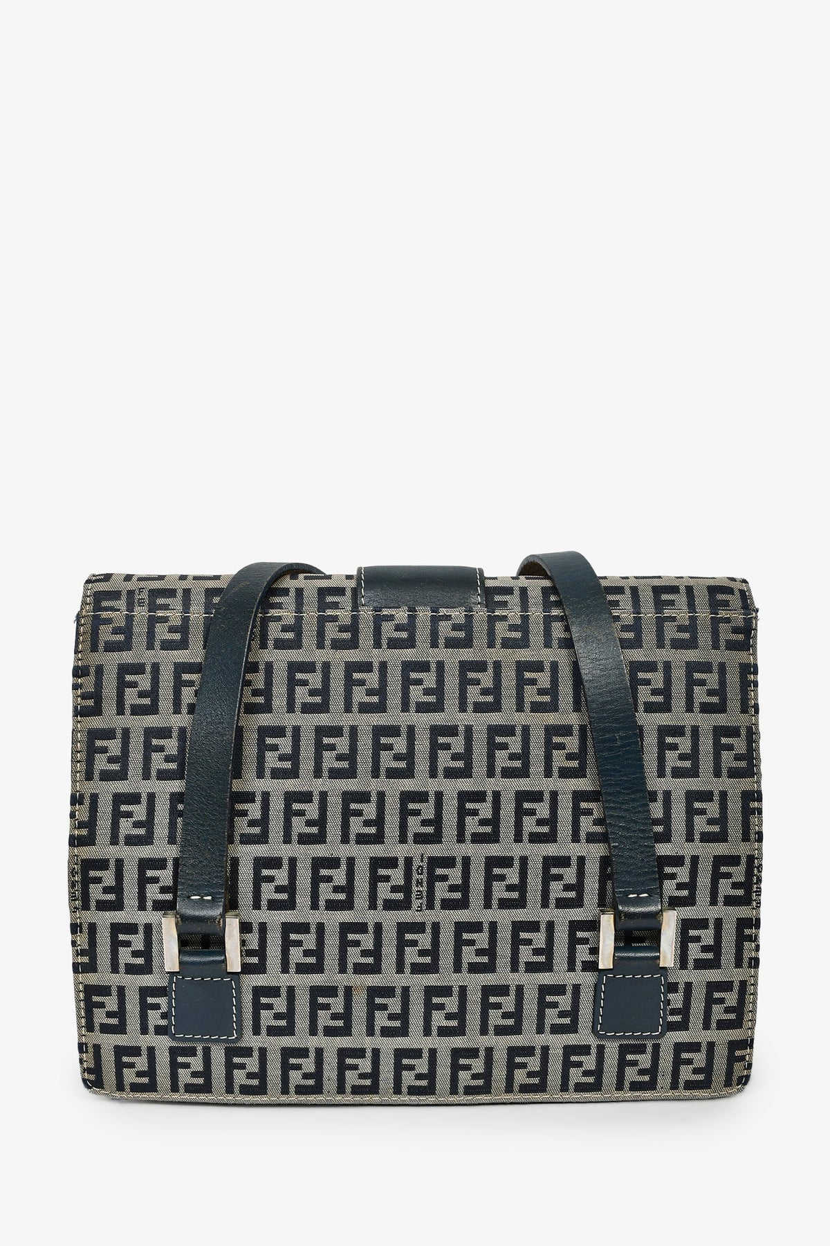 Fendi Navy FF Zucca Canvas Square Baguette Shoulder Bag Rovelle Bags