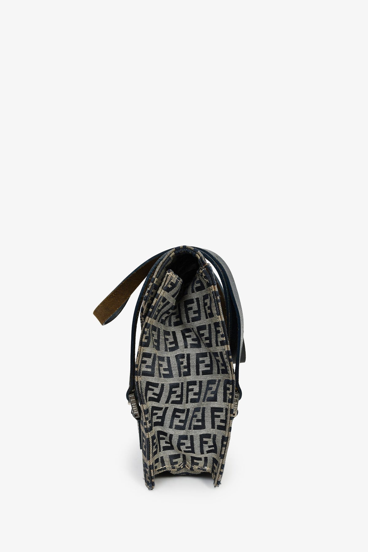 Fendi Navy FF Zucca Canvas Square Baguette Shoulder Bag Rovelle Bags