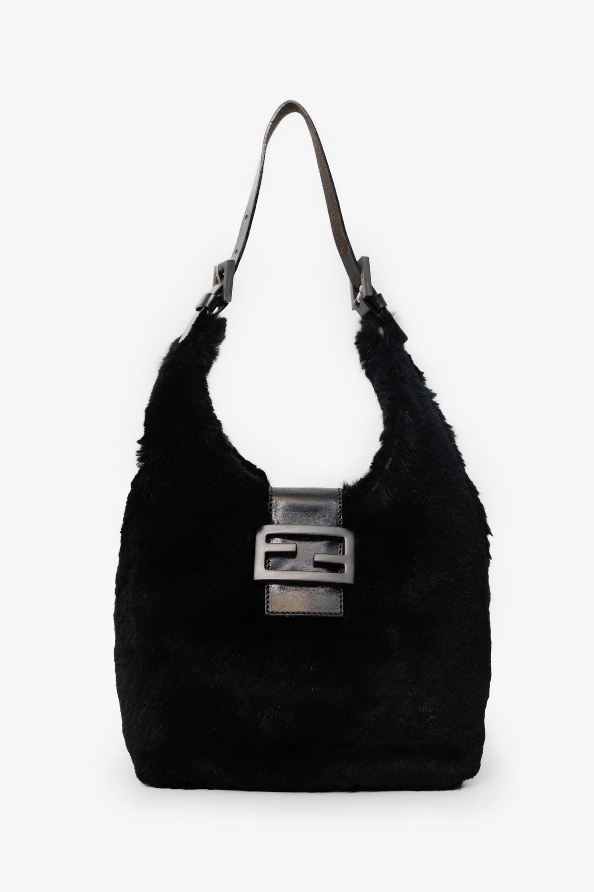 Fendi Black Chinchilla Fur Baguette Hobo Bag Rovelle Bags