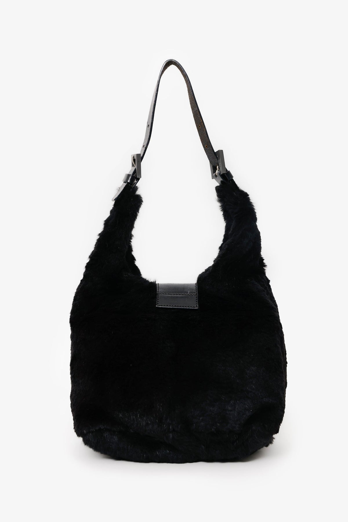 Fendi Black Chinchilla Fur Baguette Hobo Bag Rovelle Bags