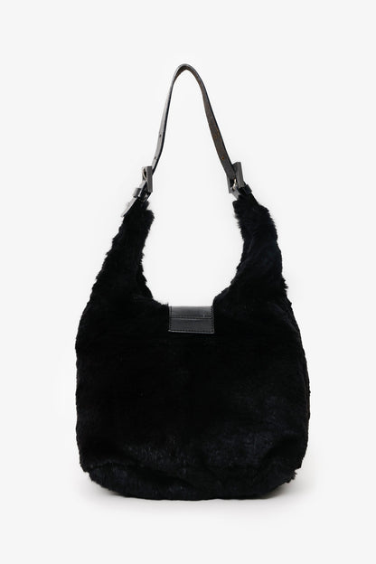 Fendi Black Chinchilla Fur Baguette Hobo Bag Rovelle Bags