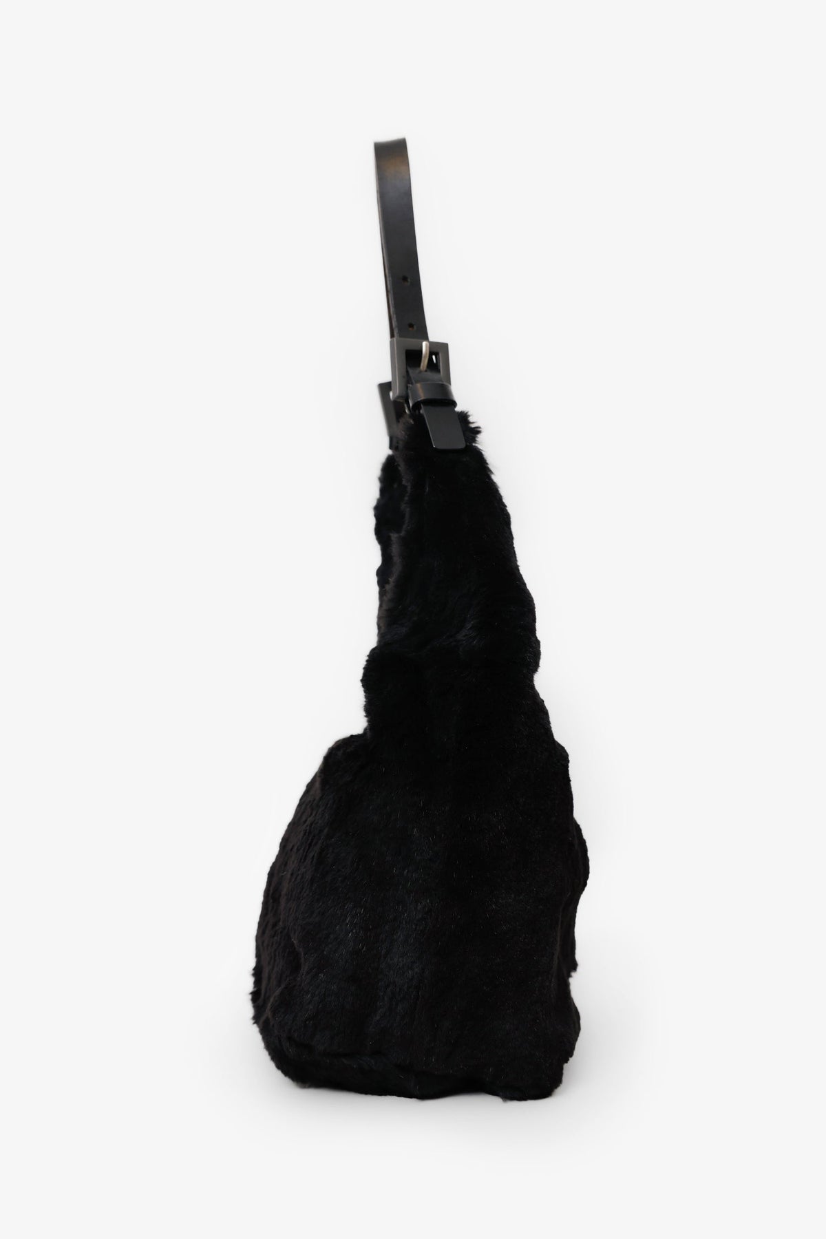 Fendi Black Chinchilla Fur Baguette Hobo Bag Rovelle Bags