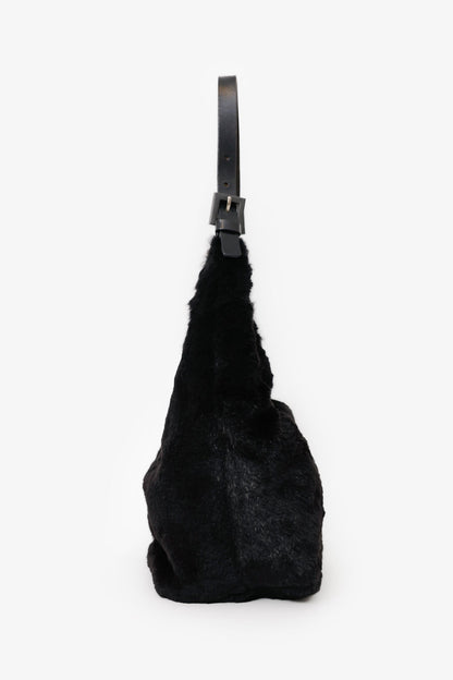Fendi Black Chinchilla Fur Baguette Hobo Bag Rovelle Bags