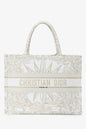 Christian Dior 2022 Metallic White Canvas Medium Book Tote Rovelle Bags