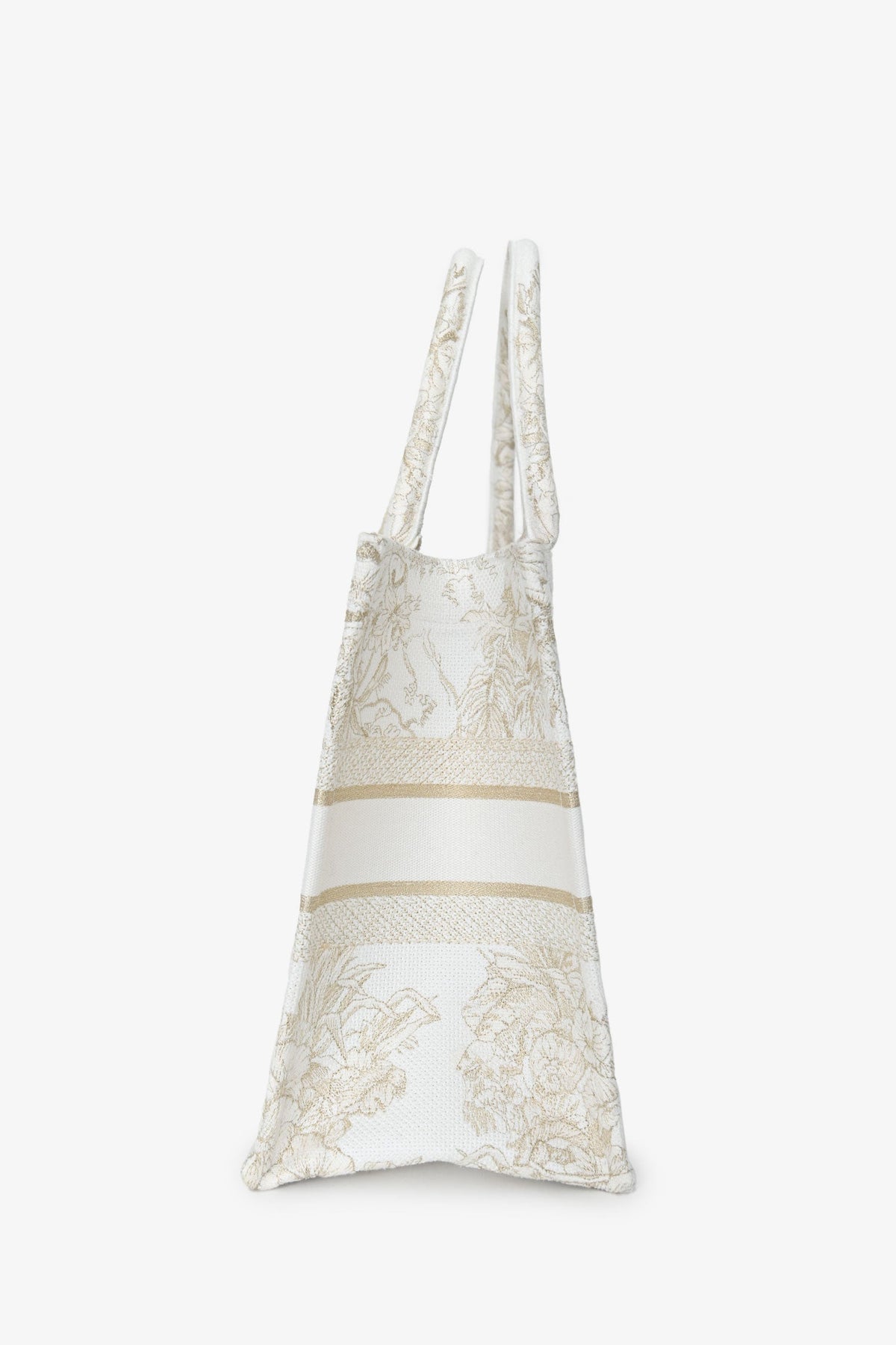 Christian Dior 2022 Metallic White Canvas Medium Book Tote Rovelle Bags