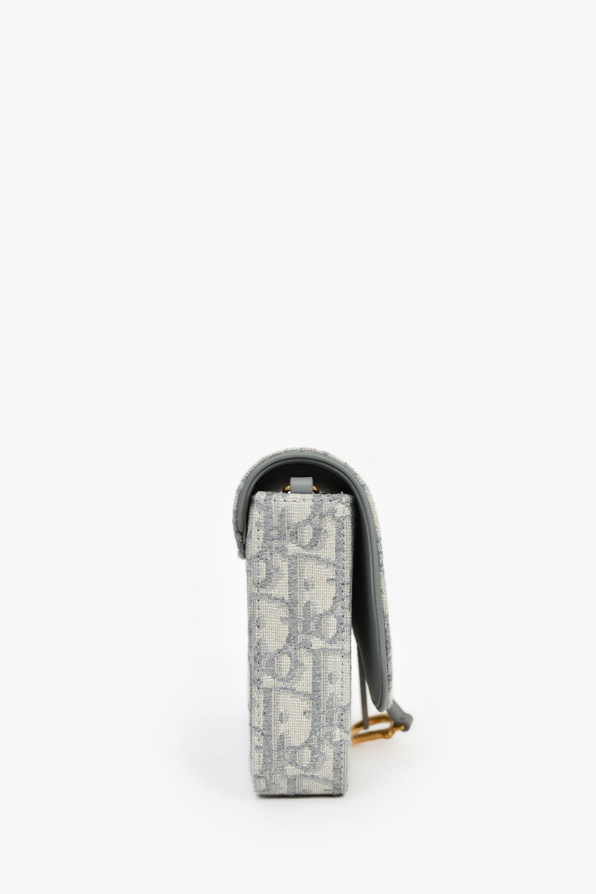 Christian Dior 2023 Grey Oblique Canvas Medium Saddle Pouch With Chain Rovelle Bags