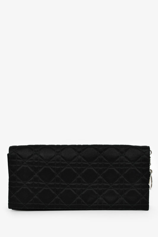Christian Dior 2008 Black Satin Cannage Clutch On Chain Rovelle Bags