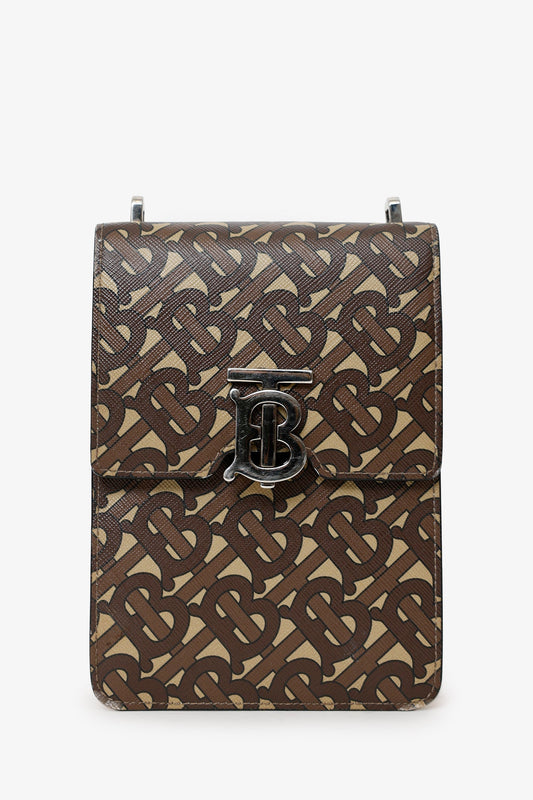 Burberry Brown TB Monogram Print E-Canvas Robin Bag