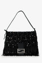Fendi Limited Edition (1/30) Black Sequin Beaded Fringed Mama Baguette Shoulder Bag Rovelle Bags
