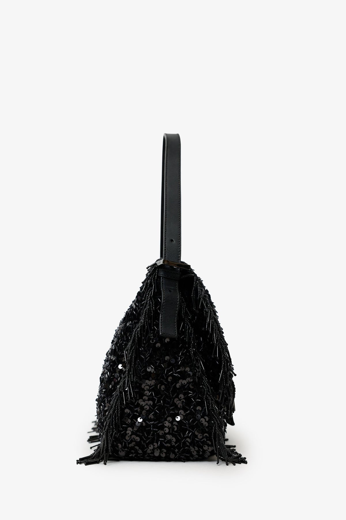 Fendi Limited Edition (1/30) Black Sequin Beaded Fringed Mama Baguette Shoulder Bag Rovelle Bags