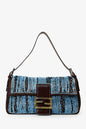 Fendi Brown/Blue Satin Beaded Baguette Shoulder Bag Rovelle Bags