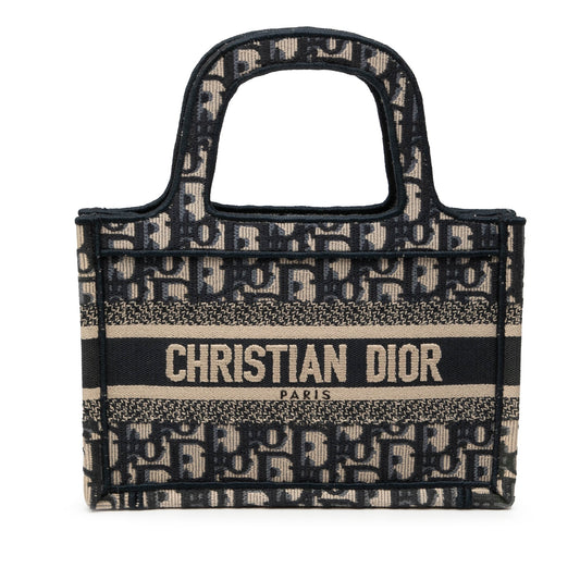 Blue Dior Mini Oblique Canvas Book Tote Handbag Rovelle Bags