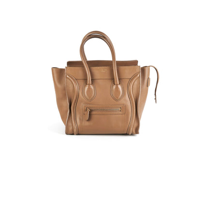 Luxury CELINE Micro Luggage Taupe Tote