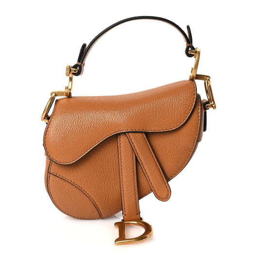 Christian Dior Goatskin Micro Saddle Bag Camello Rovelle Bags
