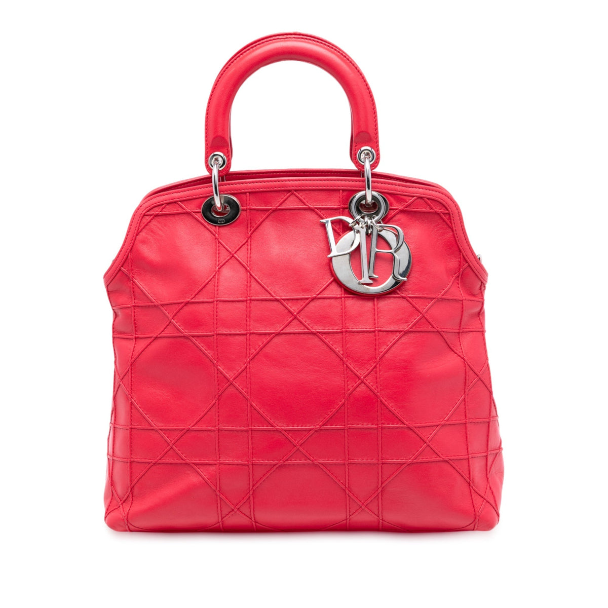 Red Dior Medium Lambskin Cannage Polochon Granville Satchel Rovelle Bags