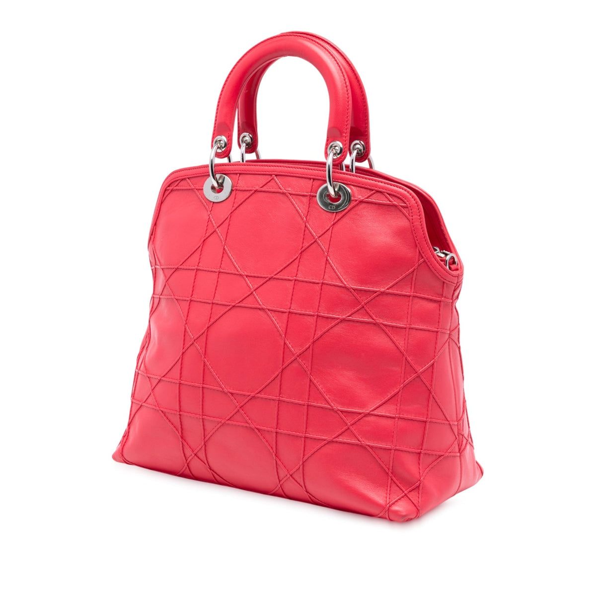 Red Dior Medium Lambskin Cannage Polochon Granville Satchel Rovelle Bags