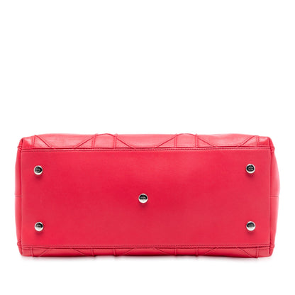 Red Dior Medium Lambskin Cannage Polochon Granville Satchel Rovelle Bags