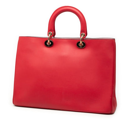 Red Dior Large Smooth Calfskin Diorissimo Satchel Rovelle Bags
