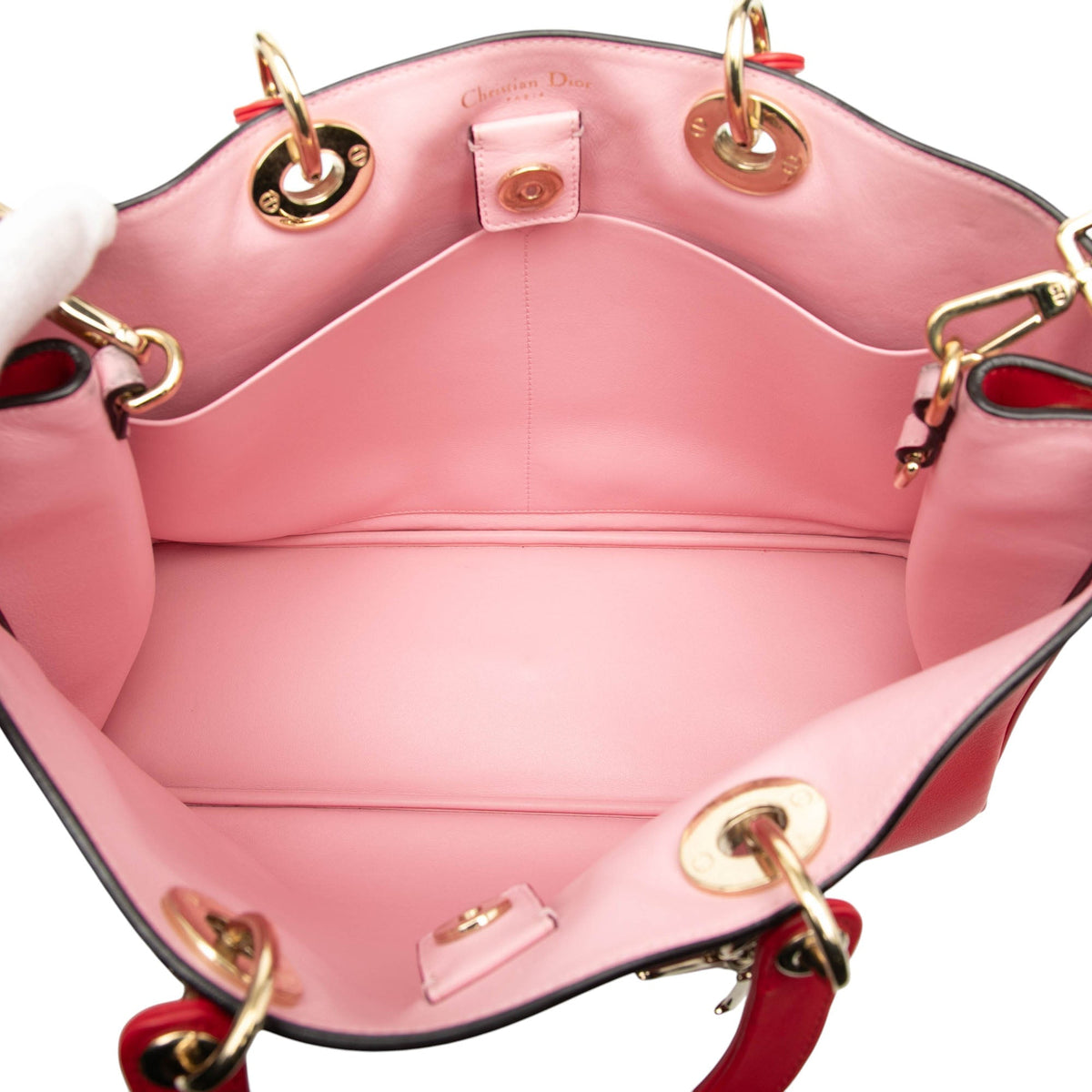 Red Dior Large Smooth Calfskin Diorissimo Satchel Rovelle Bags