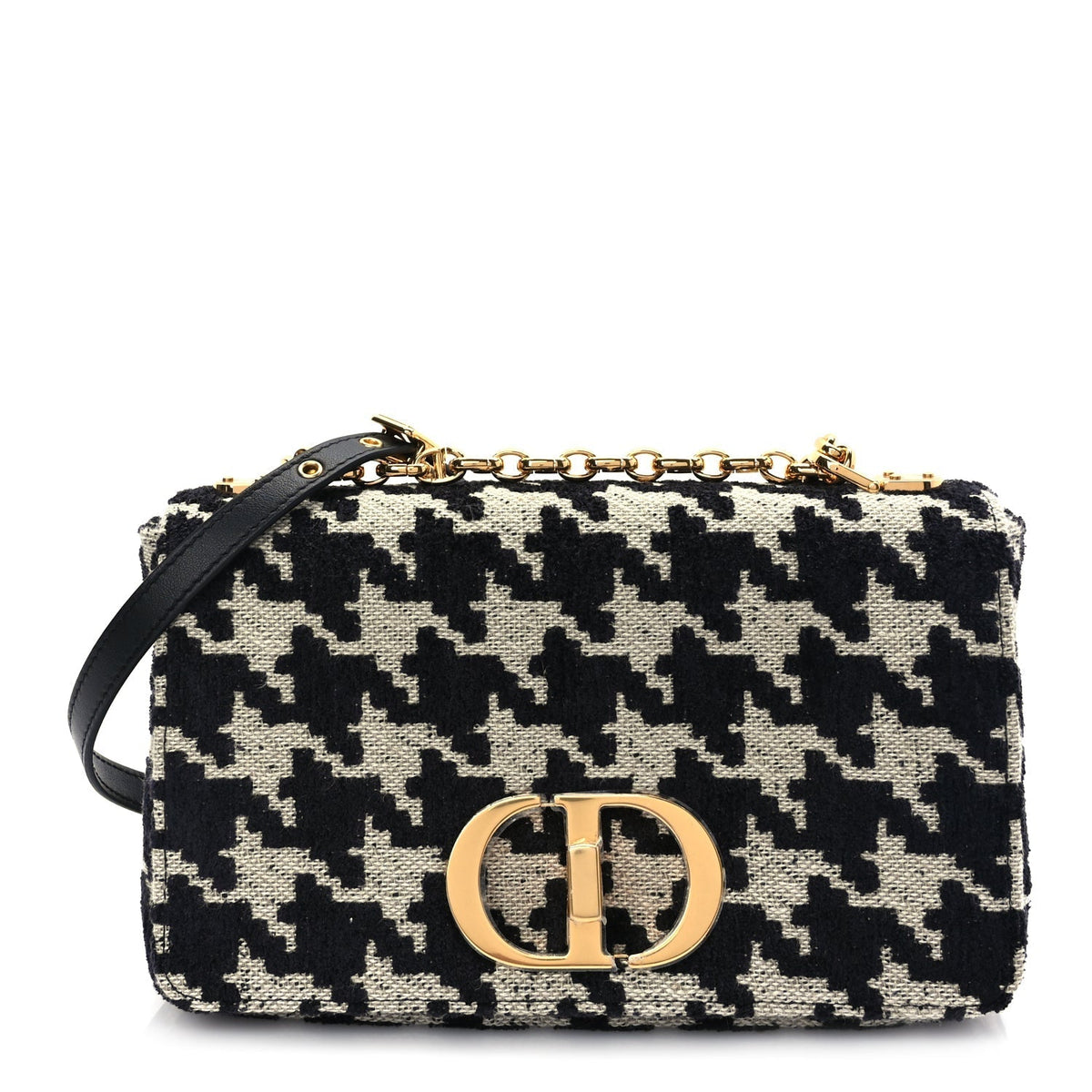 Christian Dior Technical Canvas Macro Houndstooth Medium Caro Bag Black White Rovelle Bags
