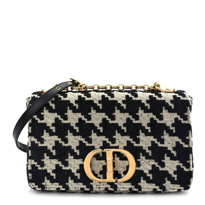 Christian Dior Technical Canvas Macro Houndstooth Medium Caro Bag Black White Rovelle Bags