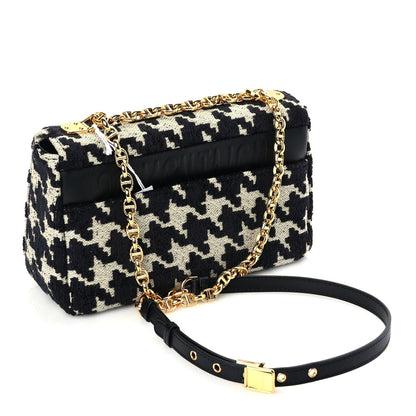 Christian Dior Technical Canvas Macro Houndstooth Medium Caro Bag Black White Rovelle Bags