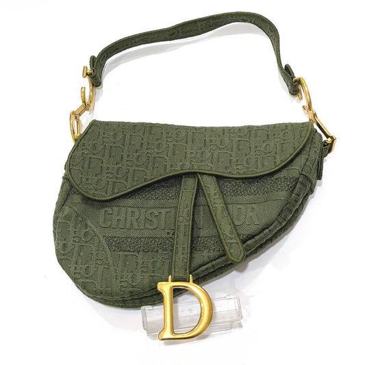 Christian Dior Handbag canvas khaki Oblique SADDLE saddle bag embroidered Women Rovelle Bags