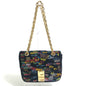 CELINE Shoulder Bag suede Black x multicolor Small C multi beads Women